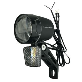 Velotech agydinamós első lámpa villára