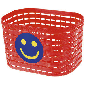 Műanyag kosár gyermekkerékpárra piros-smiley